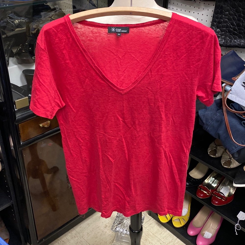 Isabel Marant Red V-Neck Top